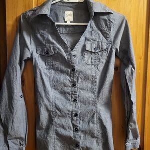 twik Women's Chambray Button-Down Shirt in Light Blue